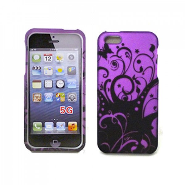 Wholesale Apple iPhone 5 5S Hard Design Case (Purple Flower)